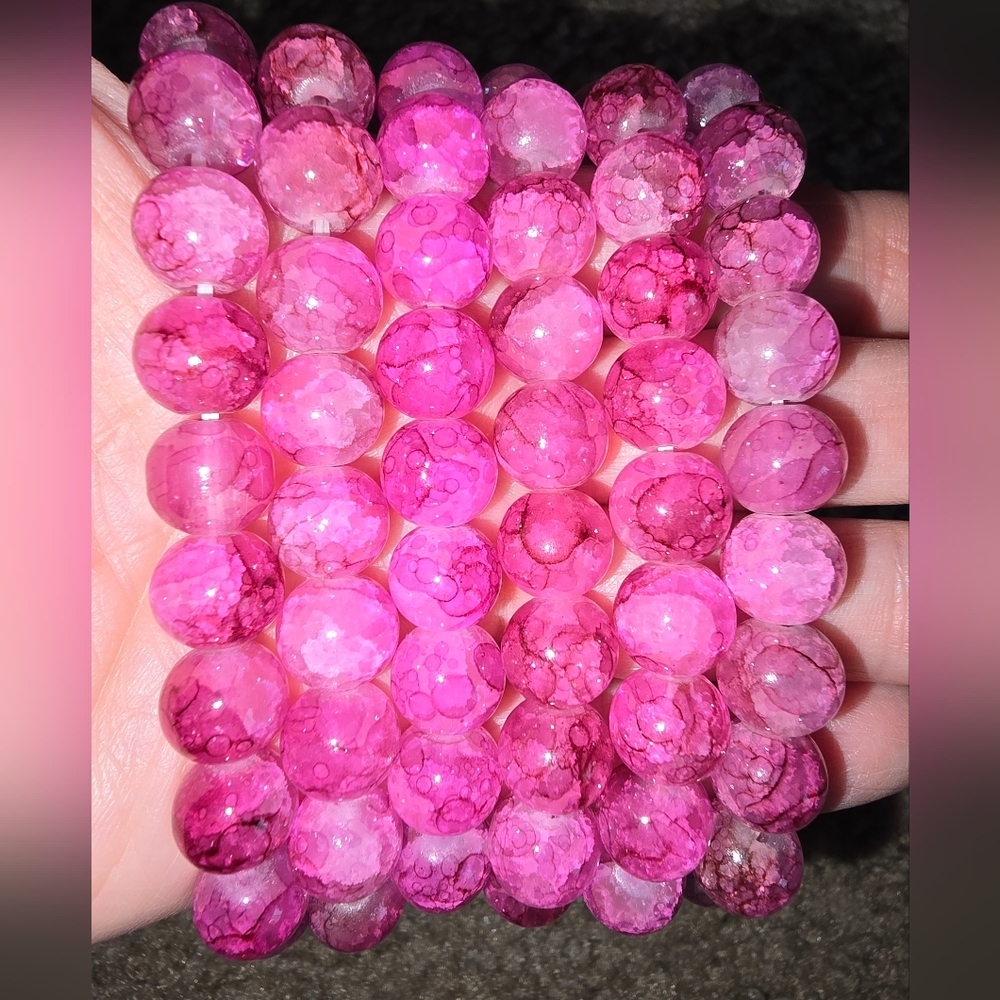 10mm Pink Glass Bracelets